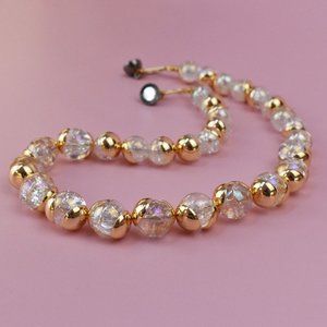 Glass bead chunky collar choker necklace, bold vibrant aesthetic necklace